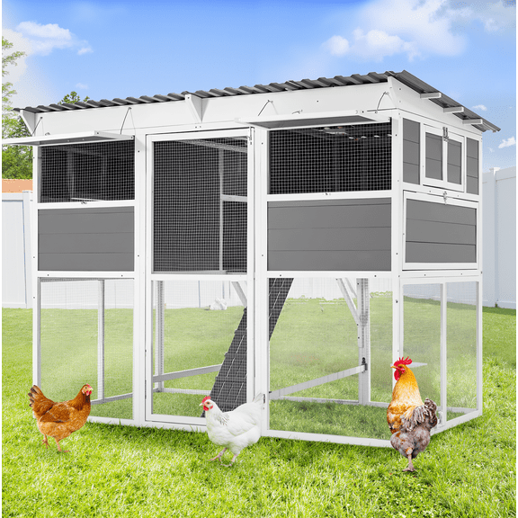 YODOLLA 82" Chicken Coop,Extra Large Wooden Chicken Coop for 6-8 Chickens, Outdoor Hen House with 6 Nesting Boxes and Run, Weatherproof Chicken Cage for Backyard