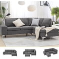 thumbnail image 1 of YODOLLA 85.5" Sectional Sofa with Armrest Storage, Right Facing Convertible Couch for Living Room, Gray, 1 of 7