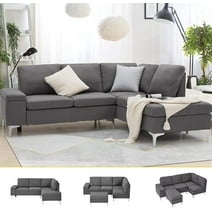 YODOLLA 85.5" Sectional Sofa with Armrest Storage, Right Facing Convertible Couch for Living Room, Gray