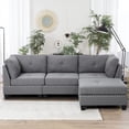 thumbnail image 1 of YODOLLA 88.6" Gray Sectional Sofa with Ottoman, L Shape Tufted Living Room Couch with Chaise, 1 of 8