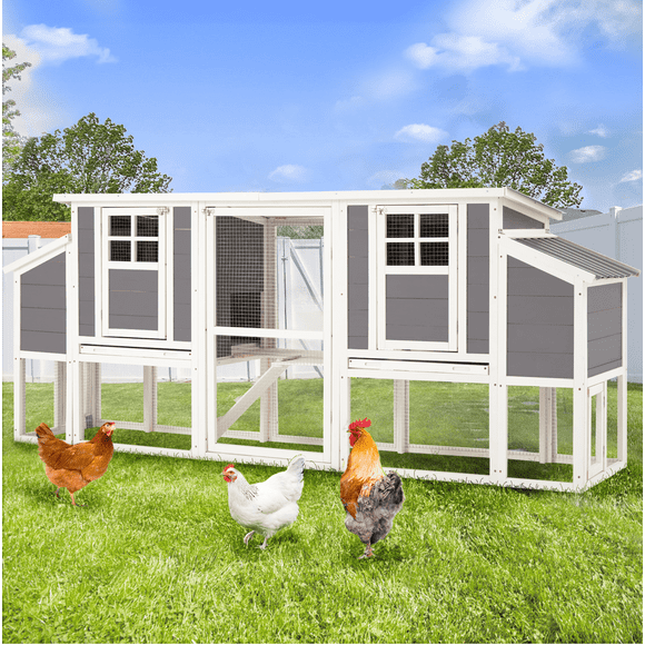 YODOLLA 98" Large Chicken Coop for 6 8 Chickens, Wooden Chicken Hutch with Nesting Boxes, Outdoor Hen House Chicken Cage