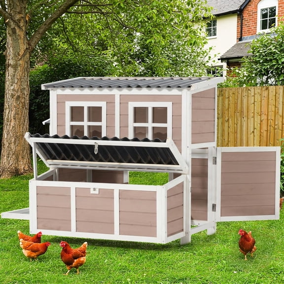 Yodolla 40" Wooden Chicken Coop, Brown with 3 Nesting Boxes & Removable Tray