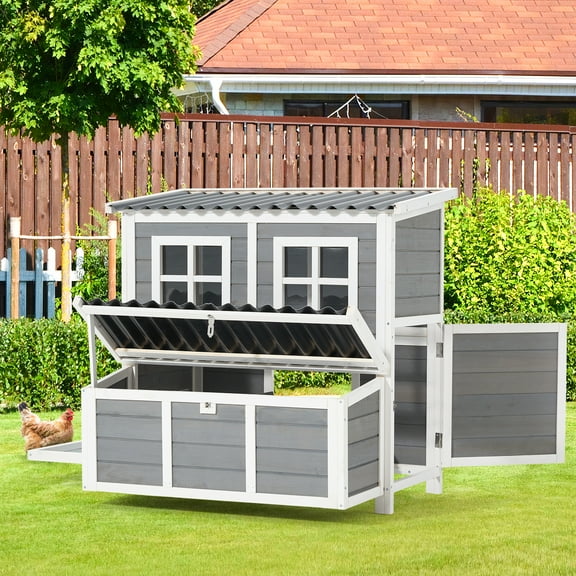 YODOLLA Chicken Coop 40" Large Wooden Chicken Hutch with 3 Nesting Boxes Outdoor Hen House Chicken Cage w/Ramps, Removable Tray for Easy Cleaning