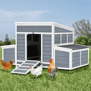 Yodolla 56 Wooden Chicken Coop, Gray with 6 Nesting Boxes & Removable Tray.