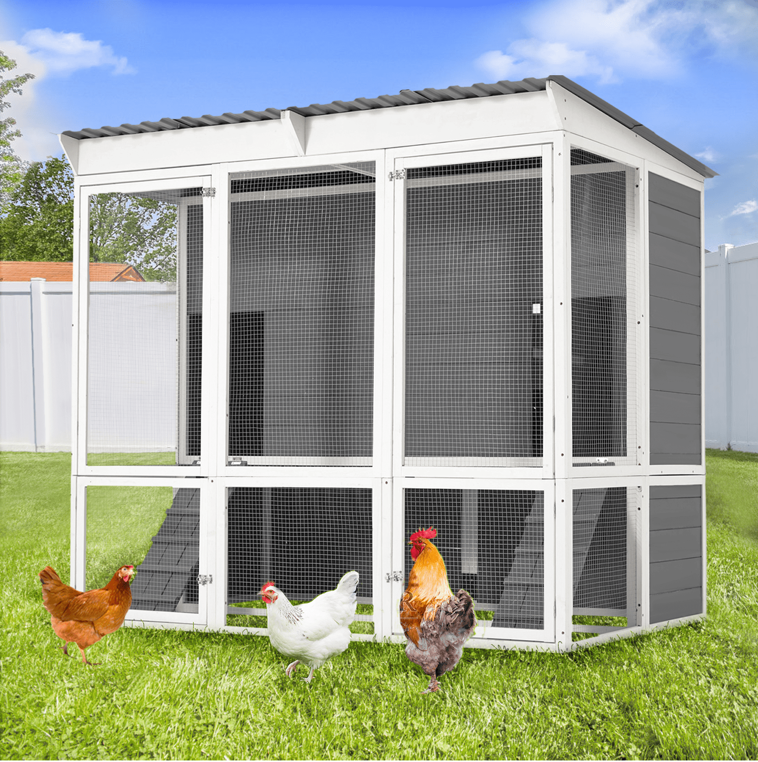 YODOLLA Chicken Coop,Large Wooden Chicken Hutch with 4 Nesting Boxes for 6 8 Chickens