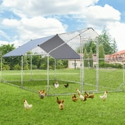 YODOLLA Chicken Coop Run Chicken Playpen 130 Sq.Ft Large Walk-in Metal Chicken Cage with Chain Link Fence