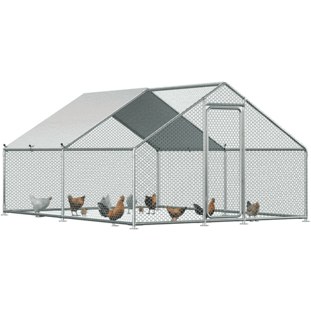 YODOLLA Chicken Coop Run Chicken Playpen 130 Sq.Ft Large Walk-in Metal Chicken Cage with Chain Link Fence