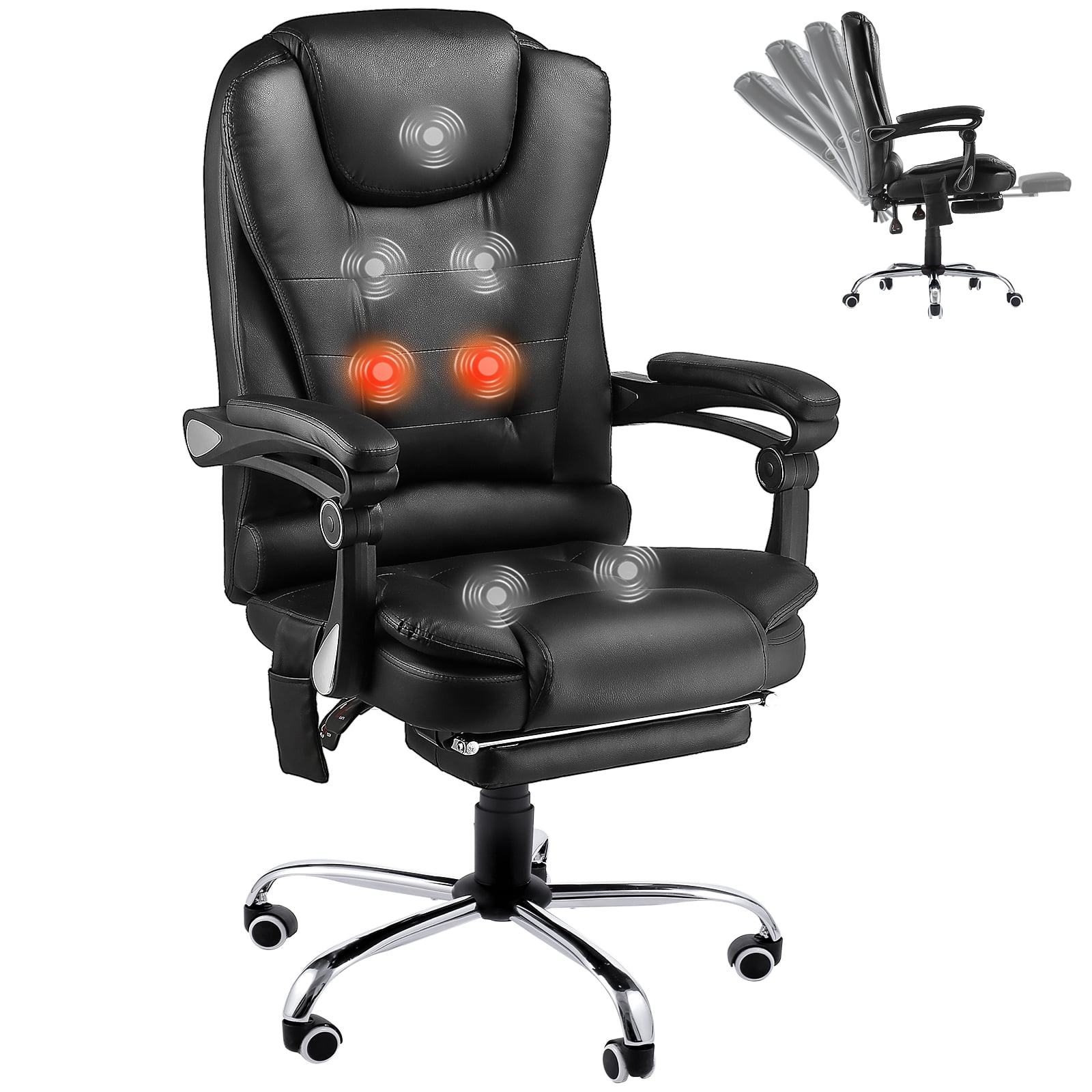 YODOLLA Ergonomic Reclining Office Chair Adjustable Height Computer Chair Big and Tall Executive Swivel Fabric Chair With Footrest for Office, Home,Gray