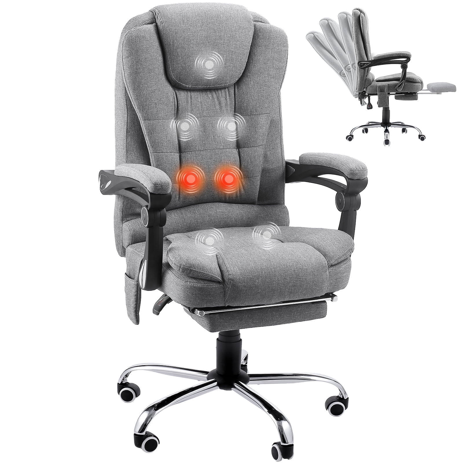 YODOLLA Ergonomic Reclining Office Chair Adjustable Big Tall with Footrest Gray Walmart