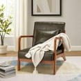 thumbnail image 1 of YODOLLA Faux Leather Modern Accent Chair, Mid-Century Modern Lounge Chair, Green, 1 of 7