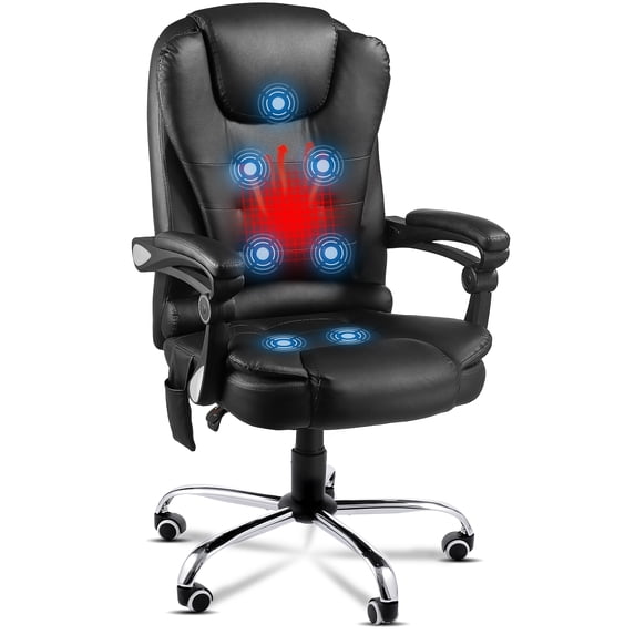 YODOLLA Heated Executive Office Chair with Massage Home Office Desk Chair Lumbar Back Support Leather Computre Chair, Black
