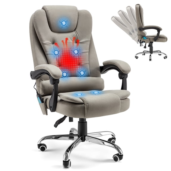 YODOLLA High Back Back Massager and Heated Seat Office Desk Chair, Grey
