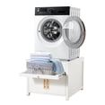 thumbnail image 1 of YODOLLA Washer Dryer Pedestal with Storage, 29″L x 29″W x 23″ H Heavy Duty Laundry Stand Cabinet in White, 1 of 8