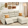 thumbnail image 1 of YODOLLA Leather Power Reclining Sofa Set, Reclining Sectional Couches with Storage Chaise, Adjustable Backrest & Footrest, L Shaped Pull Out Couch for Living Room Home Theater Apartment RV in Beige, 1 of 8
