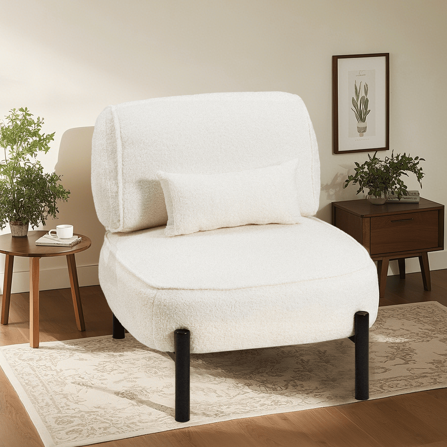 YODOLLA Living Room Chairs,Mid-Century Modern Accent Chair,Reading Chair for Bedroom,White