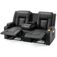thumbnail image 1 of YODOLLA Loveseat Recliners with Console&Bluetooth Speakers, Recliner Chair Reclining Sofa with USB Ports&4 Cup Holders, 2 Side Pockets Wall Hugger Recliner Home Theater Seating, Fuax Leather, Black, 1 of 9