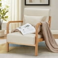 thumbnail image 1 of YODOLLA  Fabric Accent Chair Mid-Century Modern Upholstered Arm Chair for Living Room in White, 1 of 7