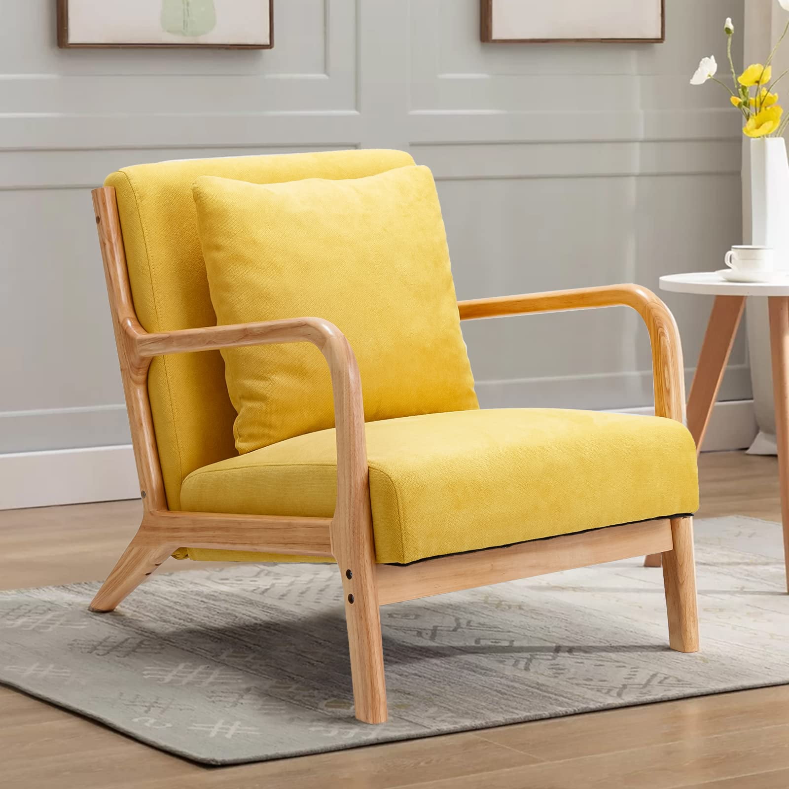 YODOLLA MidCentury Modern Accent Chair, Fabric Arm Chair, Reading