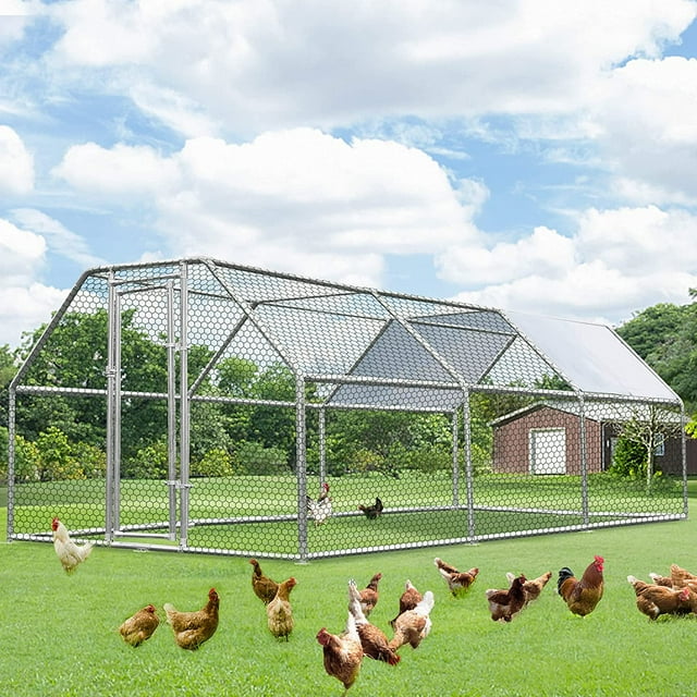 YODOLLA 19'x9'x6.5' Outdoor Chicken Playpen, Galvanized Steel Hen Cage