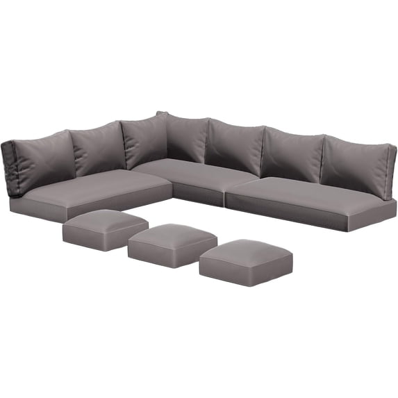 YODOLLA Outdoor Cushions, 4 inch Patio Cushions for Outdoor Furniture, Replacement Cushions Fits 7-Seats Sectional Rattan Conversation Set, Splashproof, Memory Foam Cushions and Covers (Dark Grey)