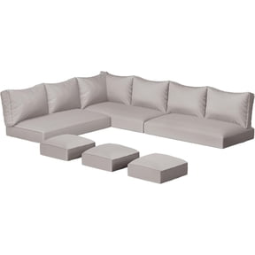 YODOLLA Outdoor Cushions, 4 inch Patio Cushions for Outdoor Furniture, Replacement Cushions Fits 7-Seats Sectional Rattan Conversation Set, Splashproof, Memory Foam Cushions and Covers (Light Grey)