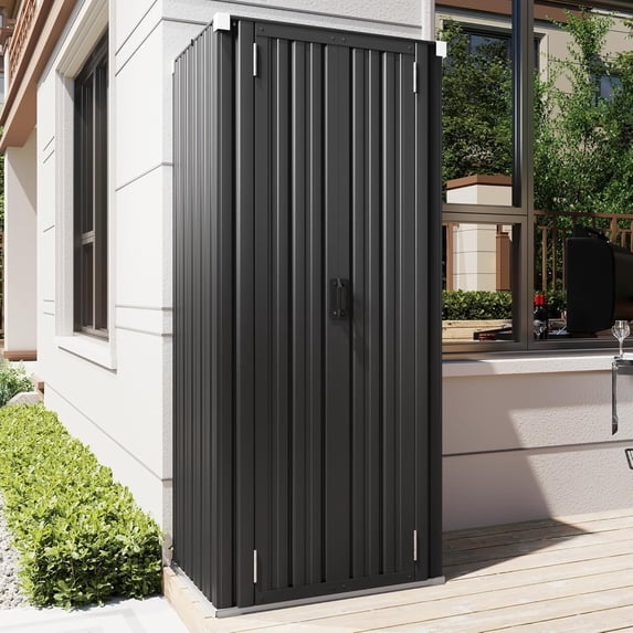 YODOLLA Outdoor Metal Storage Shed with Locking Doors and Adjustable Shelves for Home, Office,Garden(Grey)