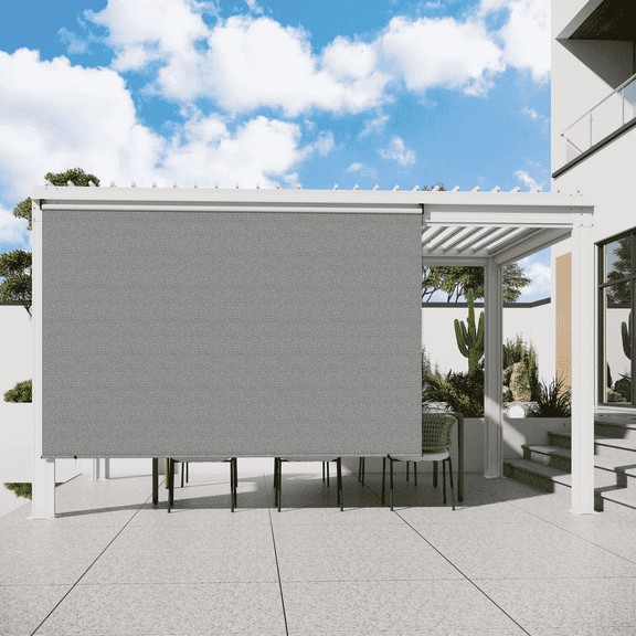 YODOLLA Outdoor Roller Shade, 6"(W) x6(H) Sun Shade Cover Canopy with 99% UV Protection, 220GSM HDPE Exterior Cordless Roll Up Shade Blinds Privacy Screen for Patio, Pergola, Gazebo, Grey
