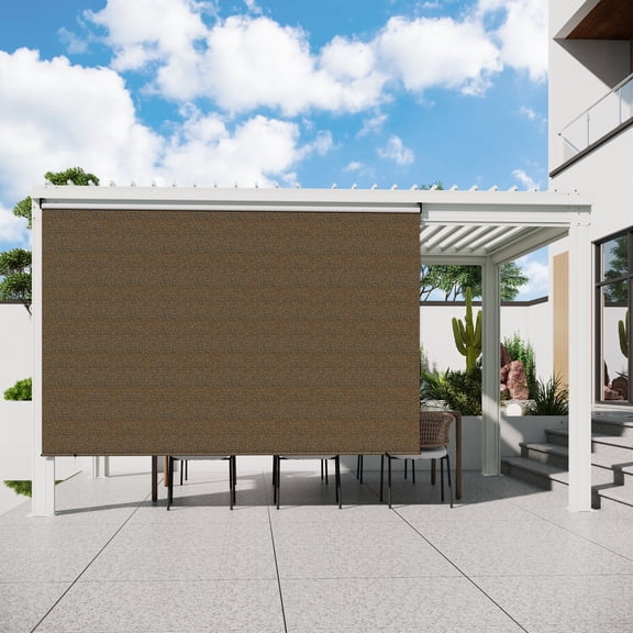 YODOLLA Outdoor Roller Shade, 8"(W) x10(H) Sun Shade Cover Canopy with 99% UV Protection, 220GSM HDPE Exterior Cordless Roll Up Shade Blinds Privacy Screen for Patio, Pergola, Gazebo, Mocha