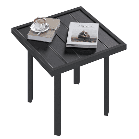 YODOLLA Outdoor Side Square Table (1pcs)for Patio, Pool End, Metal Garden&Coffee Accent for Backyard Porch Indoor, Easy Maintenance Weather Resistant