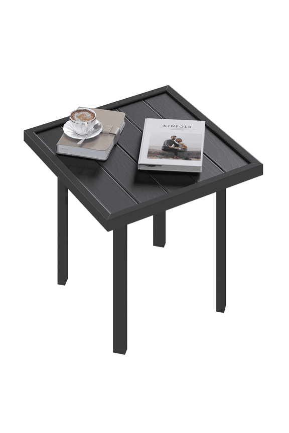 Outdoor Side Square Table (1pcs)for Patio, Pool End, Metal Garden&Coffee Accent for Backyard Porch Indoor, Easy Maintenance Weather Resistant