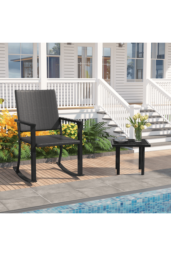 Patio Chair Set, Aluminum Patio Table and Chair with Square Side Table for Garden Backyard