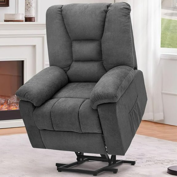 YODOLLA Power Lift Chair for Elderly, Heated Vibration Massage & USB charging port, Fabric Grey