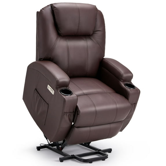 YODOLLA Power Lift Recliner Chair for Elderly, Electric Lift Chair Sofa with Side Pockets, USB & Type-C Ports, Brown,PU Leather