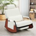 thumbnail image 1 of YODOLLA Rocking Accent Chair with Pull-out Footrest , Glider Recliner 3-Position Adjustable Backrest with Side Pocket , Teddy Fabric White, 1 of 7