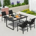 thumbnail image 1 of YOEEMZ 5-Piece Outdoor Patio Dining Set – Wood-Grain Table w/ Umbrella Hole & 4 Aluminum-Textilene Chairs, 1 of 7