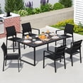 thumbnail image 1 of YOEEMZ 7-Piece Outdoor Patio Dining Set – Steel Frame Table with Faux Wood-Grain Top & 6 Rope Chairs, 1 of 7