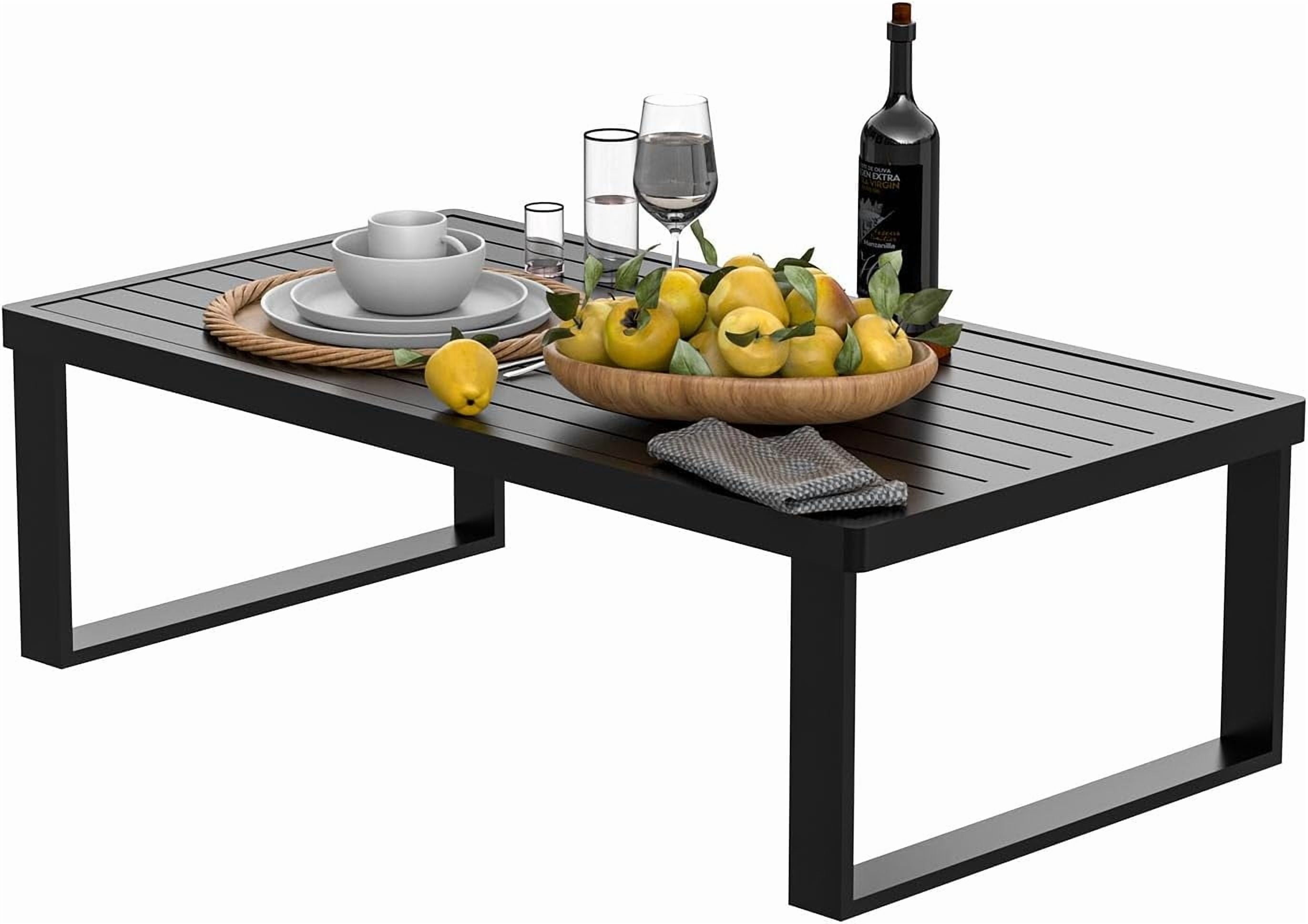 YOEEMZ Aluminum Outdoor Patio Coffee Table for Deck, and Poolside (Black, All-Aluminum)