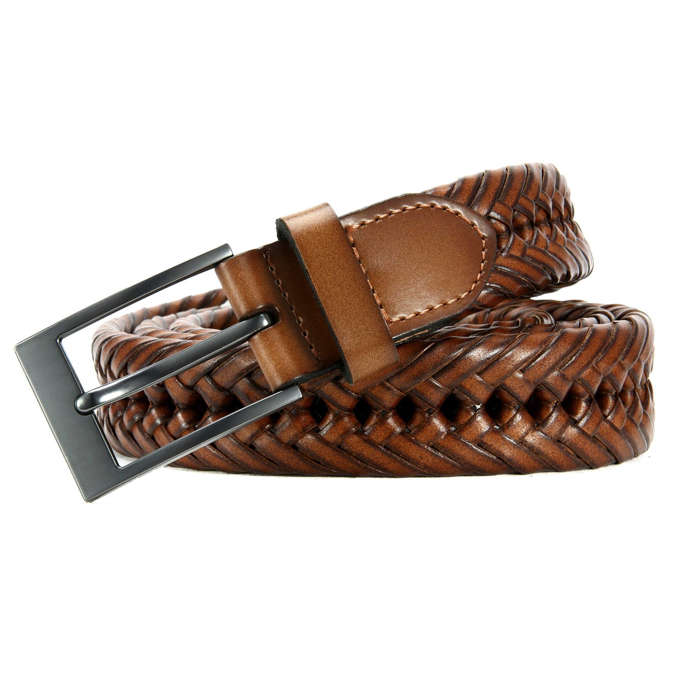 SUOSDEY Mens Braided Leather Belt Cowhide Woven Leather Belt for Casual  Jeans Pants with Solid Prong Buckle,tan - Yahoo Shopping