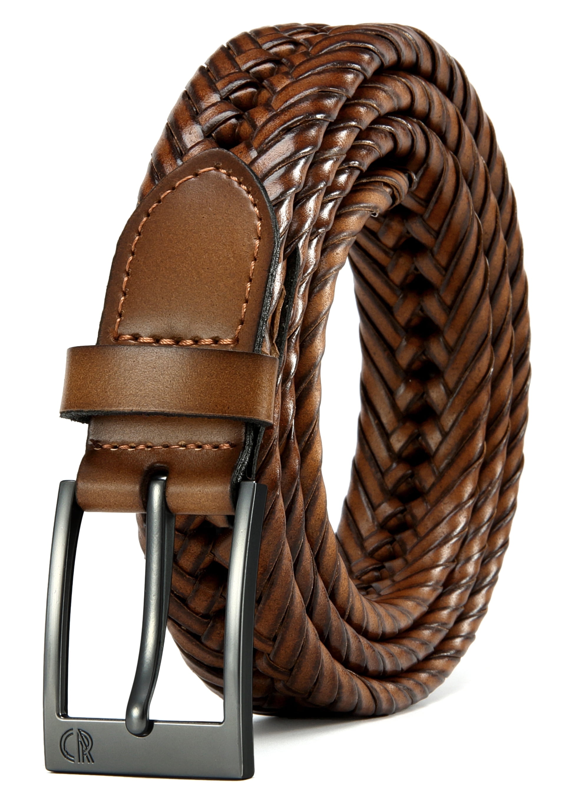 YOETEY Braided Belt for Men 1 1/8" Leather Belt for Casual Jeans