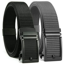 YOETEY Mens 2 Pack Ratchet Belt Nylon Web, Golf Belts for Casual, Easy Adjustable Trim to Fit