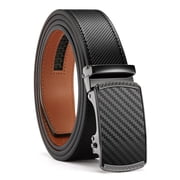 Mens Belt Leather Belt, Ratchet Belt with Automatic Sliding Buckle for Casual, 1 3/8"(35mm)