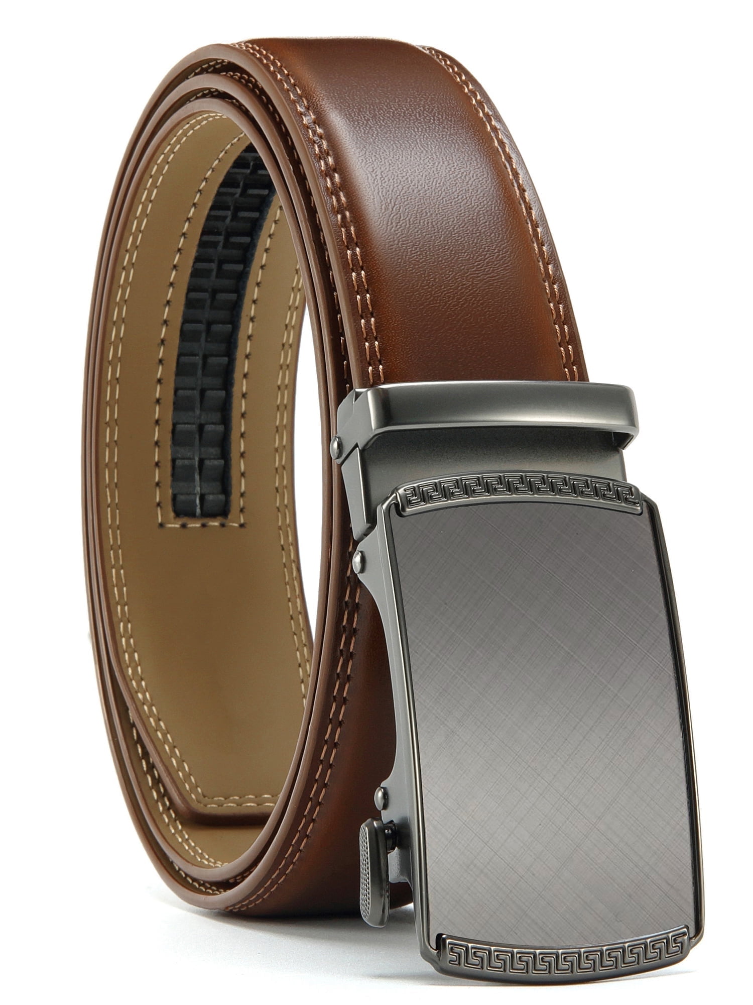 YOETEY Mens Belt Leather Belt, Ratchet Belt with Automatic Sliding ...