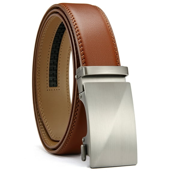 YOETEY Mens Belt Leather Belt, Ratchet Belt with Automatic Sliding Buckle for Casual, 1 3/8"(35mm)