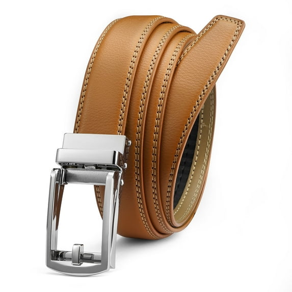YOETEY Mens Belt Leather Ratchet Belt, Dress Belt for Men - Comfort with Click Buckle 1 1/4"(32mm)