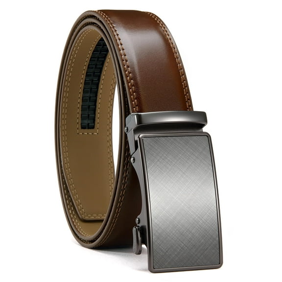 YOETEY Mens Belt Leather Belt, Ratchet Belt with Automatic Sliding Buckle for Casual, 1 3/8"(35mm)
