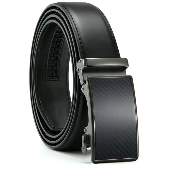YOETEY Mens Belt, Leather Ratchet Belt, Micro Adjustable Belt Fit Dress Casual 1 3/8"(35mm)