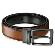 YOETEY Mens Belt, Leather Reversible Belt - Double Style Singular Elegance for Dress Casual 1 1/4"