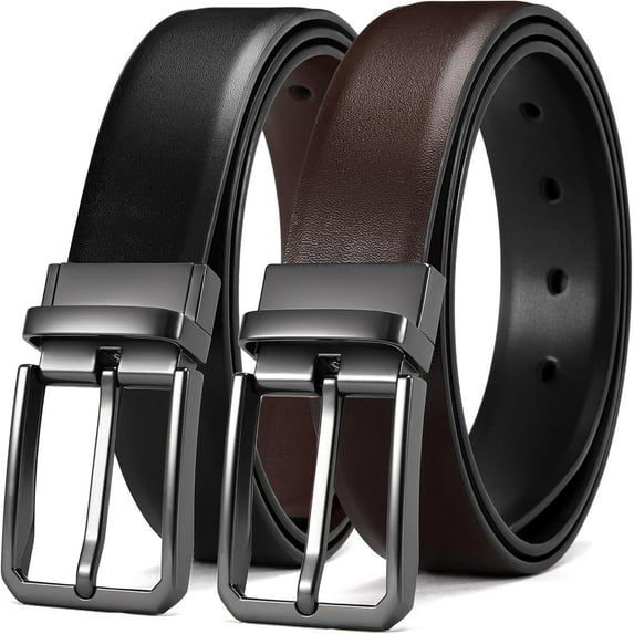 YOETEY Mens Belt, Reversible Leather Belt for Men, Double Style Singular Elegance 1 3/8" (35mm)