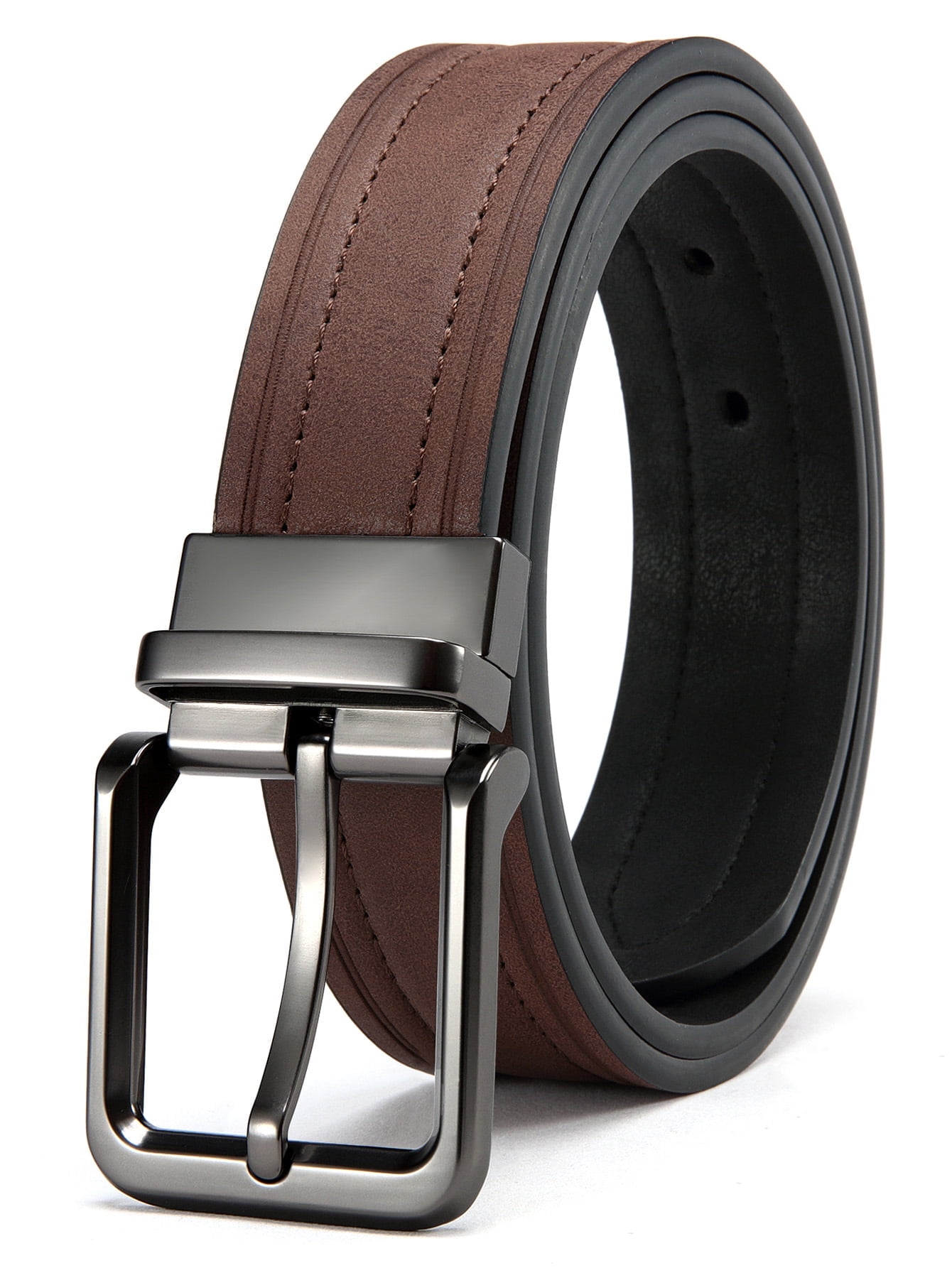 Mens Reversible Leather Belt - Black & Brown Two Tone Belt For Casual And Dress