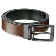 YOETEY Mens Belt, Reversible Leather Belt, Two in One Classic Style for Formal Casual 1 3/8"(35mm)